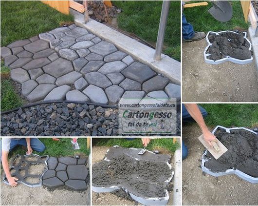 Stampi per Cemento per la pavimentazione del giardino effetto pietra 60x60  - Cartongesso fai da te