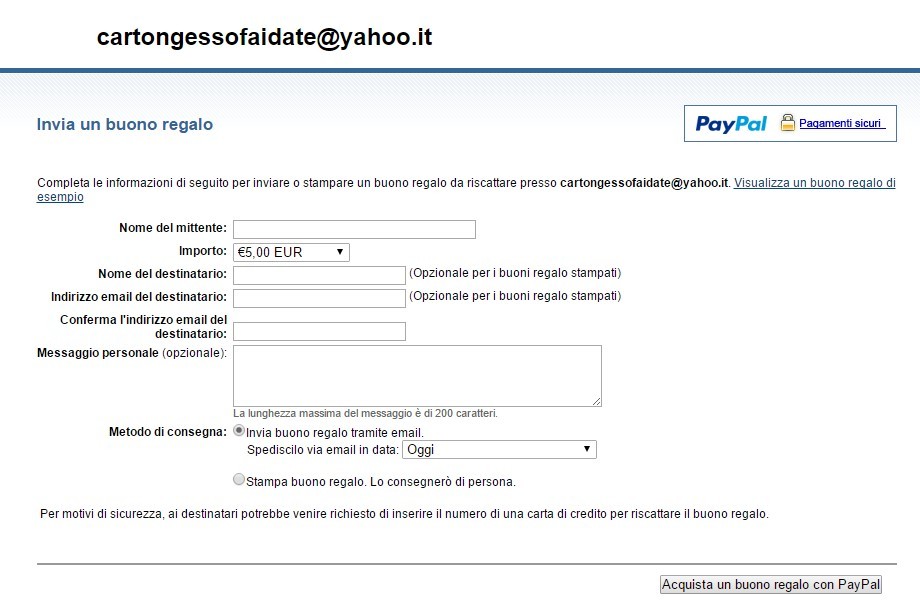 Pagina di prova buono Paypal