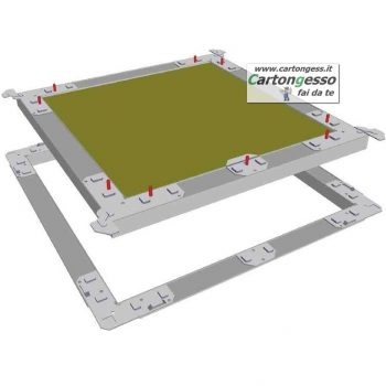 Botola d’ispezione in alluminio con sportello in appoggio per controsoffitti 1 - cartongesso
