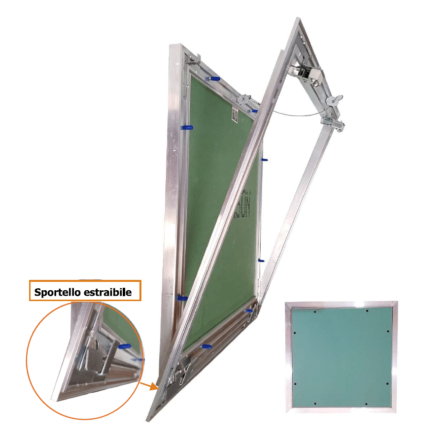 Botole di ispezione standard con telaio in alluminio e sportello estraibile  - sistema F2 – per parete o soffitto in cartongesso - Cartongesso fai da te