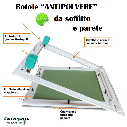 Botola antipolvere da soffitto e parete