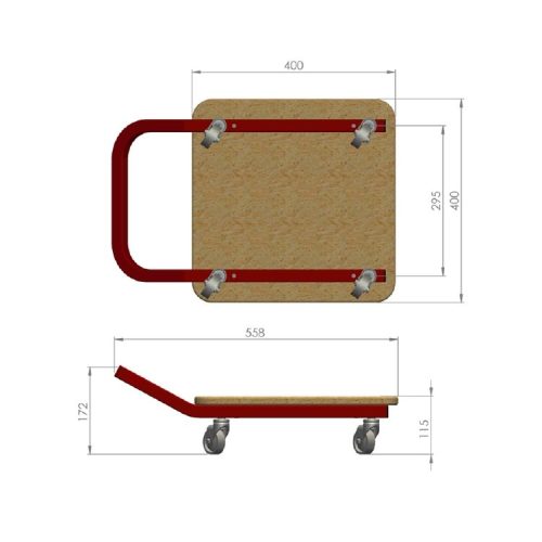 Schema Piattaforma con ruote 40 x 40 cm 100kg di carico