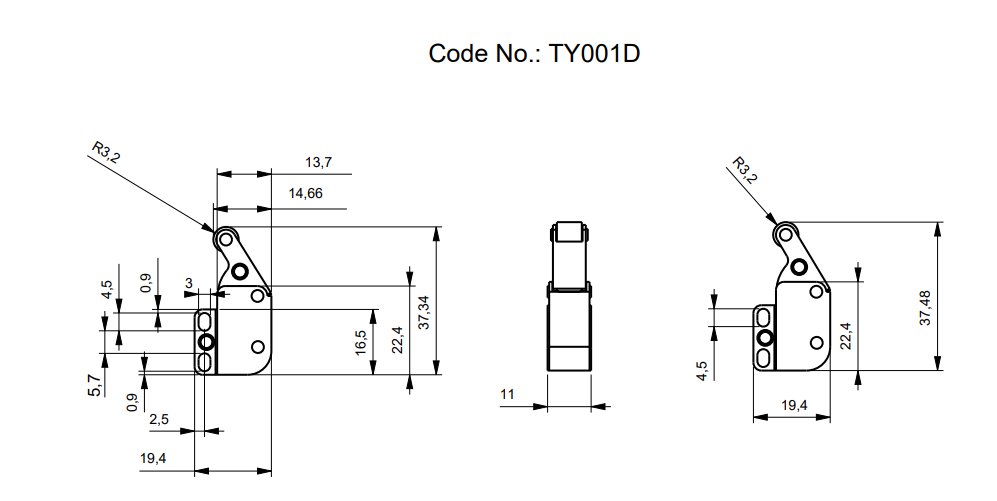 dati tecnici mini push pull scrocco TY001D