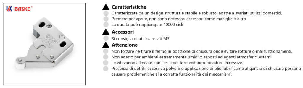 dati tecnici e consigli per scrocco per sportelli