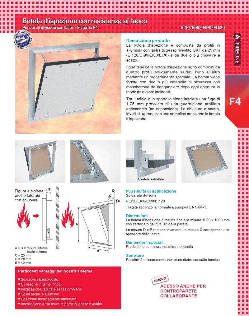 Botola con resistenza al fuoco EI60-EI90-EI120 per parete in cartongesso - Costruzione su misura - immagine 5