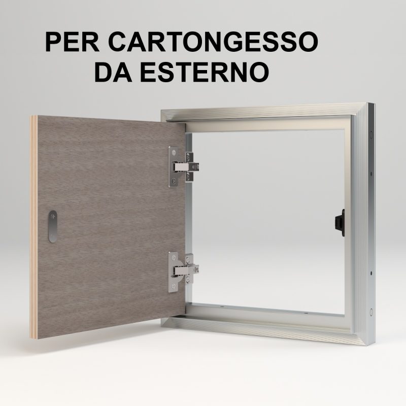 botola filo muro da cartongesso esterno fibrocemento cappotto