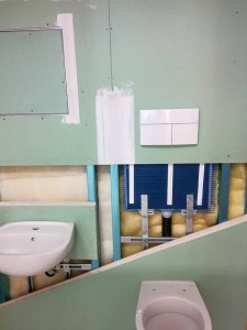 schema di impianto nel bagno con cartongesso